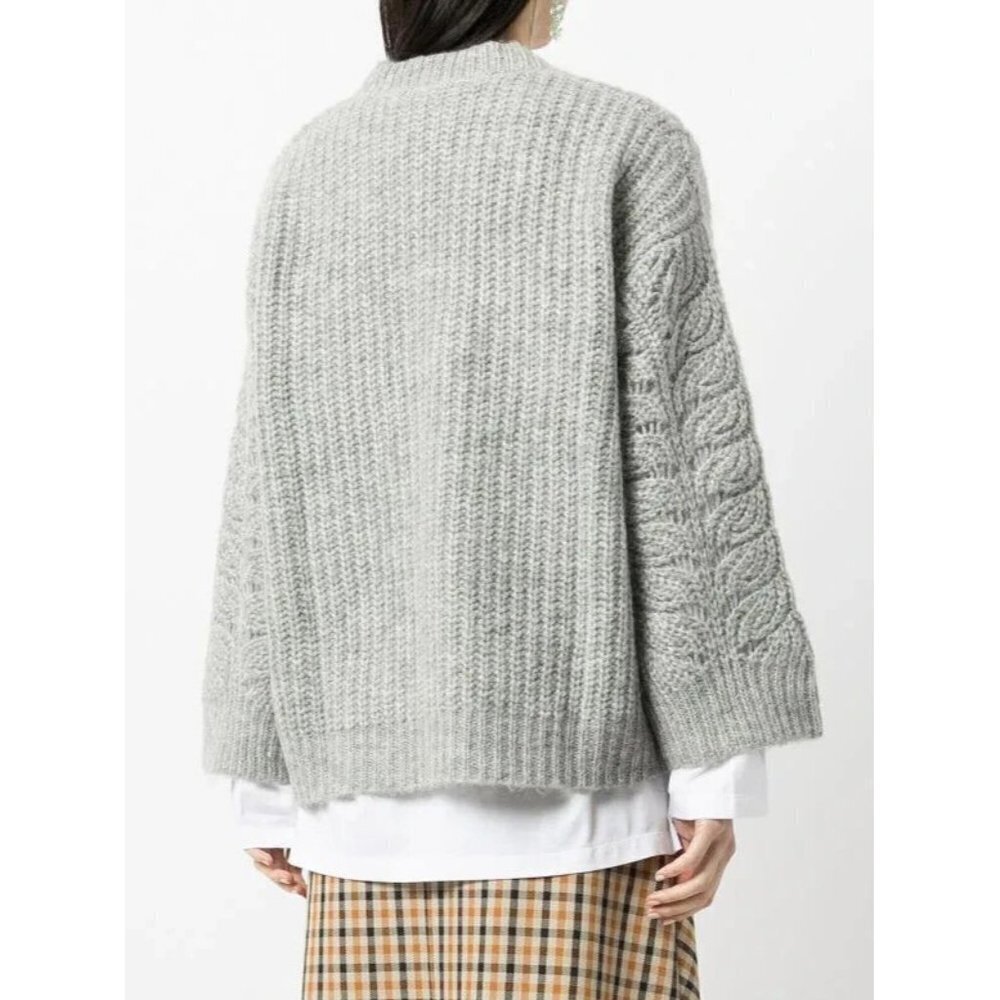 b+ab Women's Size Small Gray Layered Knit Jumper V-Neck Pullover Sweater $395 - Picture 4 of 11